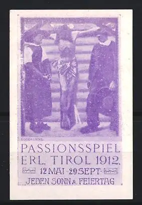 Reklamemarke Erl / Tirol, Passionsspiel 1912, Kreuzigungsszene