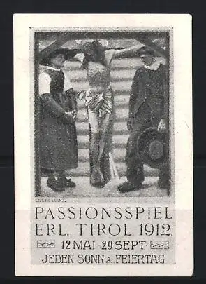 Reklamemarke Erl / Tirol, Passionsspiel 1912, Kreuzigungsszene
