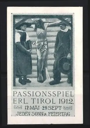 Reklamemarke Erl / Tirol, Passionsspiel 1912, Kreuzigungsszene