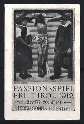 Reklamemarke Erl / Tirol, Passionsspiel 1912, Kreuzigungsszene