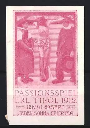 Reklamemarke Erl Tirol, Passionsspiel Tirol 1912, Kreuzigungsszene