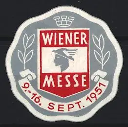 Reklamemarke Wien, Wiener Messe 1951, Merkurkopf und Lorbeerzweige