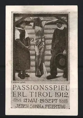 Reklamemarke Erl / Tirol, Passionsspiel Tirol 1912, Kreuzigungsszene