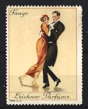 Reklamemarke Leichner Parfums, Tango tanzendes Paar