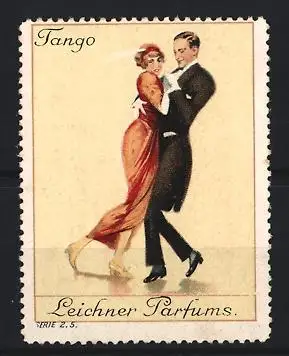 Reklamemarke Leichner Parfums, Tanzpaar beim Tango