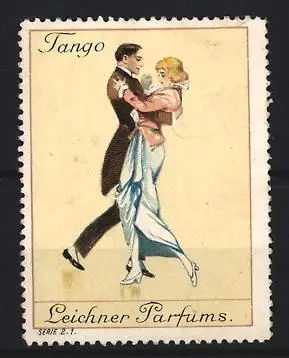 Reklamemarke Leichner Parfums, Tango tanzendes Paar