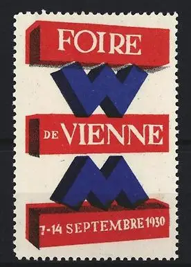 Reklamemarke Vienne, Foire de Vienne 1930, 3D-Buchstaben-Design