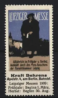 Reklamemarke Leipzig, Leipziger Messe 1909, Gelehrter mit Buch