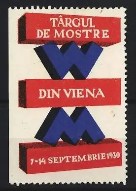 Reklamemarke Wien, Târgul de Mostre, 7-14 September 1930, 3D-Textdesign