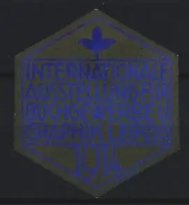 Reklamemarke Leipzig, Internationale Ausstellung für Buchgewerbe und Graphik 1914, Blüte, blau-grün