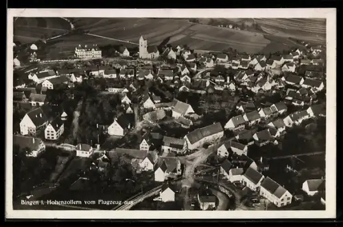 AK Bingen i. Hohenzollern, Luftaufnahme vom Flugzeug aus