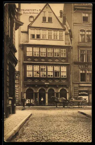 AK Frankfurt a. M., Rotschildhaus mit Fuhrwerk