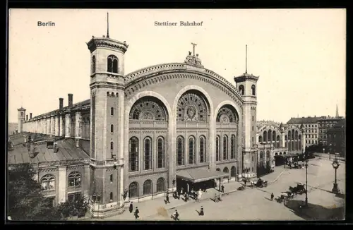 AK Berlin, Stettiner Bahnhof aus der Vogelschau, Invalidenstrasse
