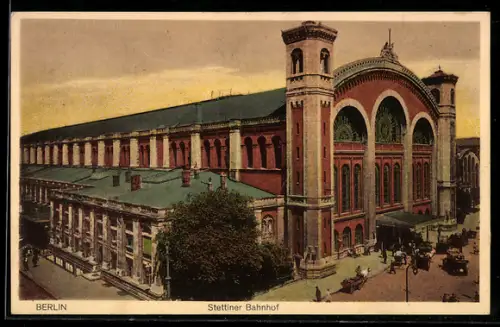 AK Berlin, Stettiner Bahnhof, gesehen aus der Vogelschau, Invalidenstrasse