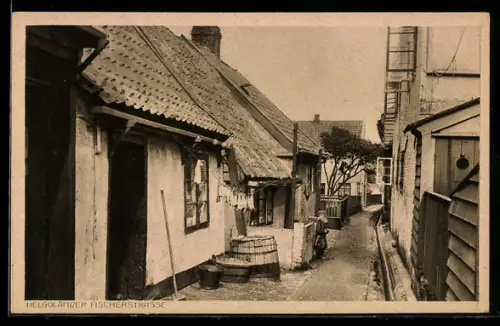 AK Helgoland, Fischerstrasse mit Waschzubern, Fotograf F. Schensky