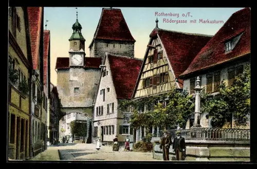 AK Rothenburg o. T., Rödergasse, Markusturm