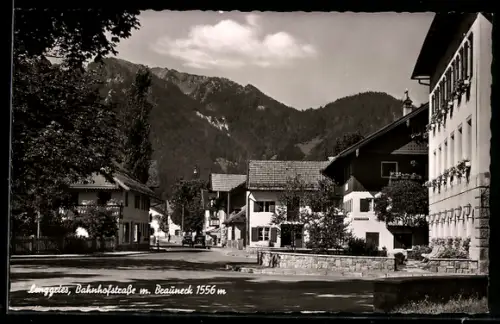 AK Lenggries, Bahnhofstrasse mit Brauneck