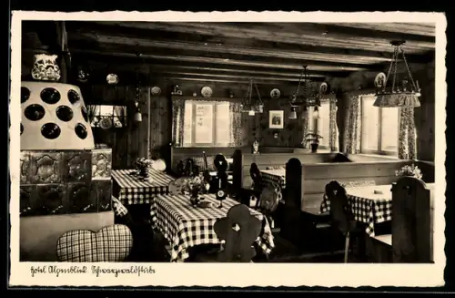 AK Höchenschwand i. Schwarzwald, Schwarzwaldstube im Hotel Alpenblick