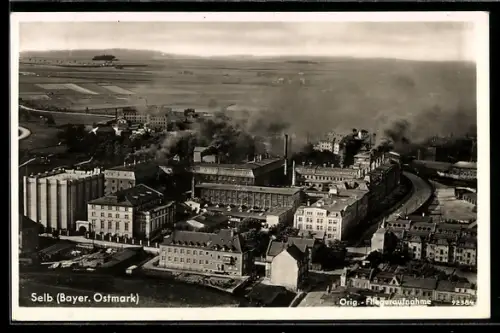 AK Selb, Fliegeraufnahme der Porzellanfabrik