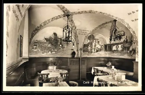 AK Waging a. See Obb., Cafe Hafenmair, Speiseraum mit Kuppeldecke