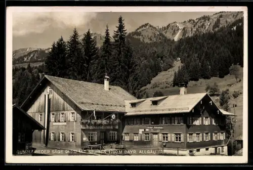 AK Gunzesried /Bayr. Allgäu, Gasthof Gunzesrieder Säge mit Stuiben, 