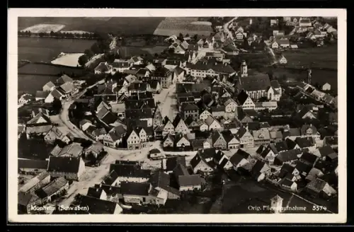 AK Monheim, Orig. Fliegeraufnahme der Ortschaft