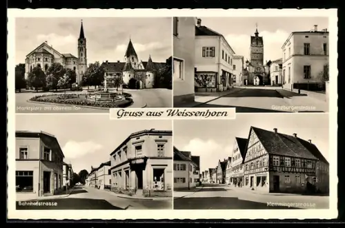 AK Weissenhorn, Marktplatz, Bahnhofstrasse, Memmingerstrasse
