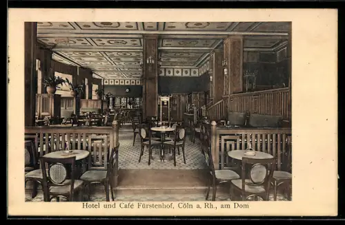 AK Köln a. Rh., Hotel und Cafe Fürstenhof am Dom, Innenansicht