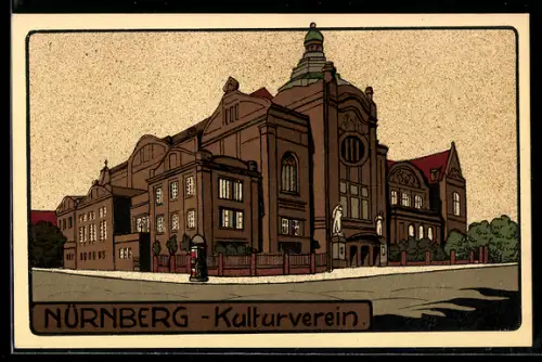 Steindruck-AK Nürnberg, Strassenpartie am Kulturverein