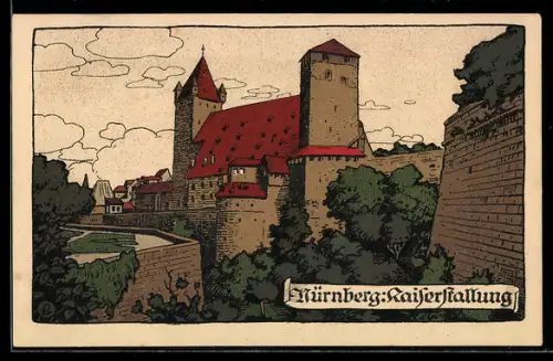 Steindruck-AK Anton Hoffmann - München: Nürnberg, Partie an der Kaiserstallung
