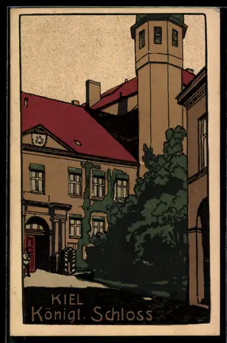 Steindruck-AK Kiel, Königliches Schloss
