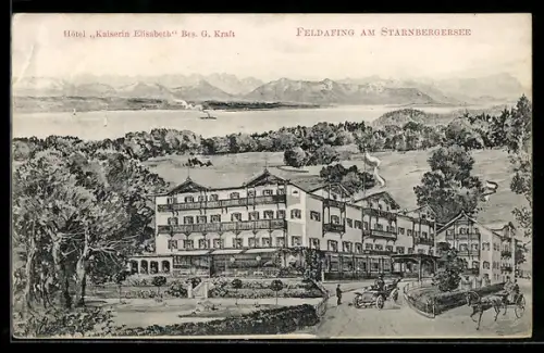 Künstler-AK Feldafing am Starnbergersee, Hotel Kaiserin Elisabeth G. Kraft