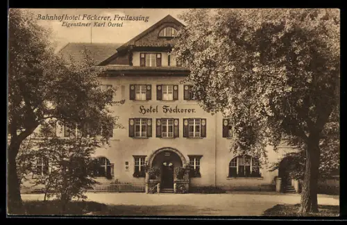 AK Freilassing, Bahnhofhotel Föckerer von Karl Oertel