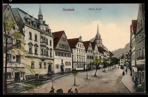 AK Kulmbach, Strasse Obere Stadt mit Geschäften