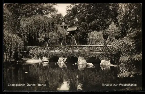 AK Berlin, Zoologischer Garten, Brücke zur Waldschänke