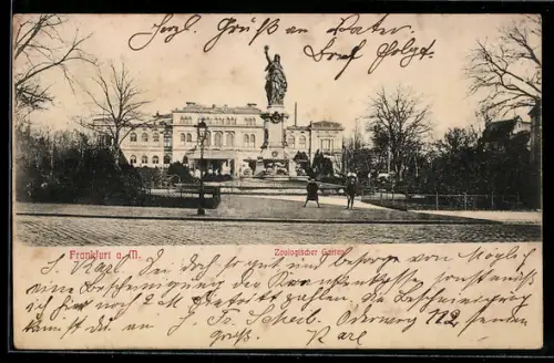AK Frankfurt a. M., Zoologischer Garten, Gesellschaftshaus, Schützenbrunnen