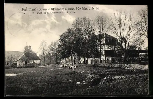 AK Aschenhof i. Thür., Kurhaus und Restaurant G. L. Kraft, Domäne