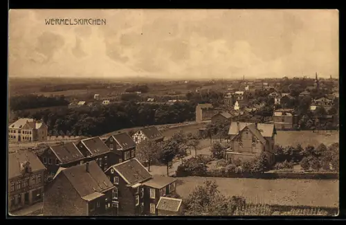 AK Wermelskirchen, Stadtansicht mit Wohnhäusern und Kirche