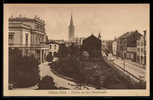 AK Düren /Rhld., Partie an der Oberstrasse, Anlage, Kirche