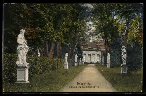 AK Neustrelitz, Götter-Allee im Schlossgarten