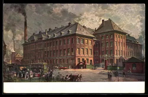 Künstler-AK Essen, Gussstahlfabrik Fried. Krupp A.-G., Chemisches Laboratorium und Versuchsanstalt