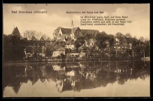 AK Bad Arendsee /Altmark, Klosterkirche mit Ruine und See