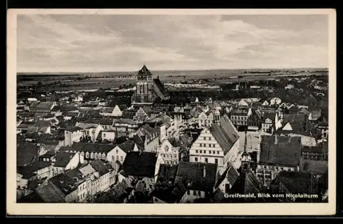 AK Greifswald, Ortsansicht vom Nicolaiturm
