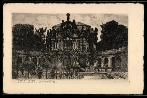 Künstler-AK Dresden, Zwinger, Vorderansicht