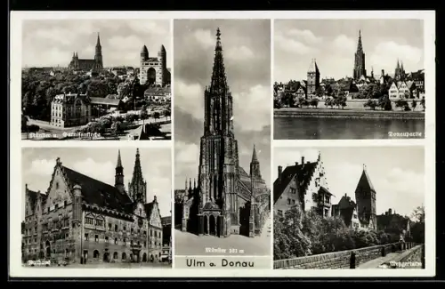AK Ulm a. Donau, Münster, Donaupartie, Metzgerturm