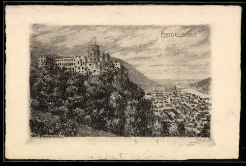 Künstler-AK Heidelberg, Schloss und Altstadt