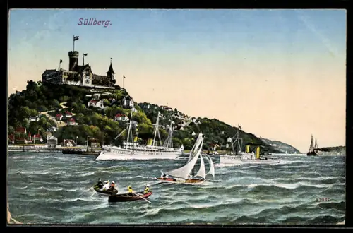 AK Blankenese bei Hamburg, Süllberg, Schiffsverkehr auf der Elbe