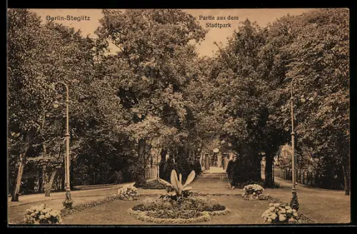 AK Berlin-Steglitz, Partie aus dem Stadtpark