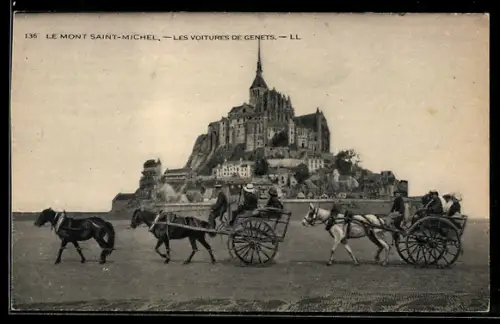 AK Le Mont Saint-Michel, Les Voitures de Genets