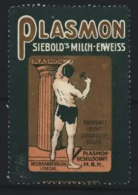 Sammelbild Neubrandenburg, Plasmon, Siebold`s Milch-Eiweiss, Mann mit Hammer